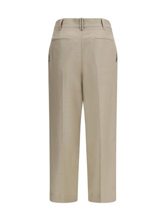 Brunello Cucinelli Womens Linen Pants Pale Oak Trousers