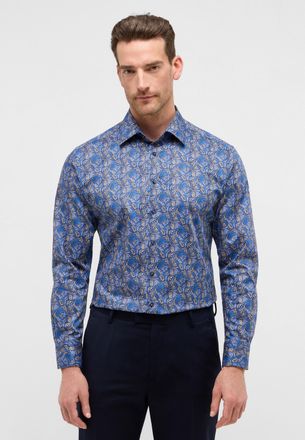 Eterna Langarmhemd ETERNA MODERN FIT, Herren, Gr. 46, Normalgr&ouml;ssen, blau (dunkelblau), Twill, 100% Baumwolle, tailliert, Manschette, Hemden Langarmhemd, NON
