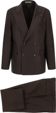 Tagliatore Vesuvio Linen Blend Suit - male - Tagliatore - Double Breasted Suits - Brown - 3XL - Suits