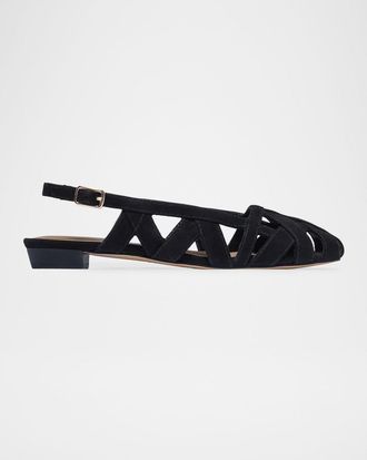 Bernardo Glinda Woven Leather Slingback Ballerina Flats