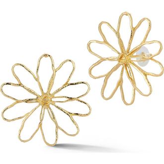 Sphera Milano Hammered Flower Stud Earrings in Gold at Nordstrom Rack
