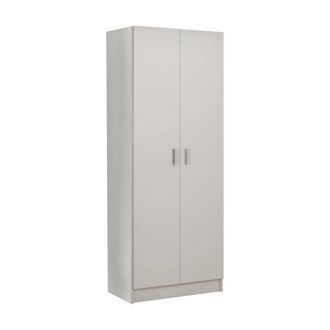 Dmora Armario multiusos con 2 puertas, imitaci&oacute;n madera blanca, 73x37h180 cm