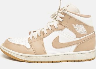 Air Jordan s Tan/white Leather Jordan 1 Mid Tan Gum Sneakers