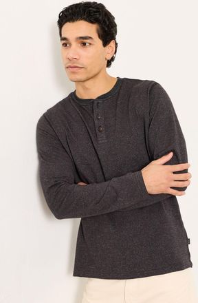 Fat Face FatFace Washed Black Waffle Textured Henley