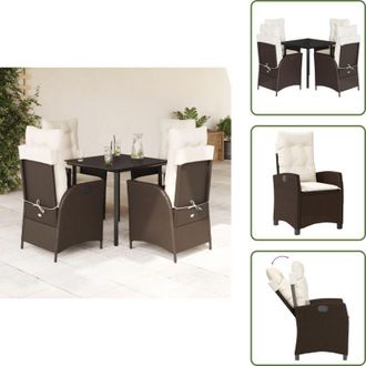 vidaXL Cuscini da seduta - vidaXL Set da Pranzo da Giardino 5pz con Cuscini in Polyrattan Marrone - Cuscini sfoderabili