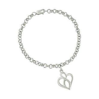 House of Brilliance Silver Open Heart with Center Vertical Infinity Chain Charm Bracelet - in White at Nordstrom