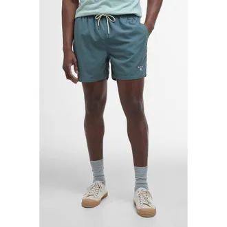 Barbour Staple Logo Embroidered Swim Trunks in Vintage Teal at Nordstrom, Size Xx-Large