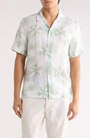 Bugatchi Jackson Floral Linen Camp Shirt in Forrest at Nordstrom Rack, Size Xxx-Large