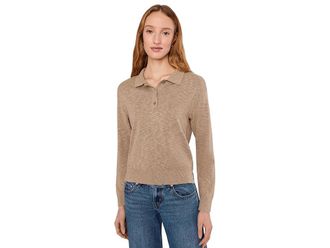 Mod-o-doc Long Sleeve Polo Sweater Womens Sweater Latte : LG (US 12-14), Cotton/Viscose