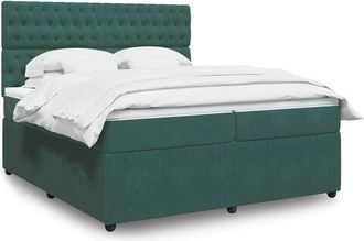 vidaXL Vidaxl - Cama Box Spring Con Colch&oacute;n Terciopelo Verde Oscuro 200x200 Cm