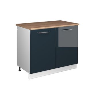 Vicco Mueble Bajo Para Fregadero Fame-line, Azul Oscuro Alto Brillo/blanco, 100 Cm, Et Roble, Vicco