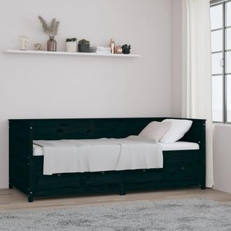 vidaXL Sof&aacute; Cama Madera Maciza De Pino Negro 90x200 Cm Vidaxl