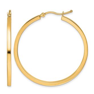 Diamond2Deal 10k Gold 2mm Square Tube Hoop Earrings