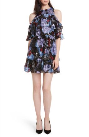 Alice & Olivia Nichola Cold Shoulder Party Dress In Multi