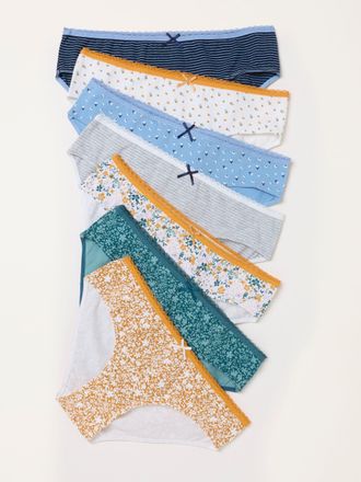 Fat Face FatFace Mustard Yellow 7 Pack of Floral Stripe Classic Knickers