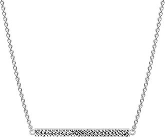 Gold & Honey Womens Diamond Cut Bar Necklace In Silver