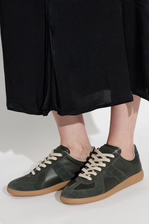 Maison Margiela Leather Sports Shoes, Womens, Green