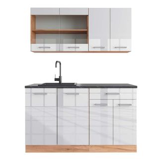 Vicco Cocina Vers&aacute;til R-line, Blanco Brillo Intenso/roble Dorado, 140 Cm, Et Antracita