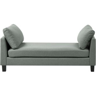 Beliani Chaise Lounge Green Fabric Upholstered Lounge with Cushions Scandinavian Style Steel Legs ARCHIANE