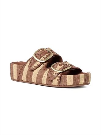 Loeffler Randall Womens Theo Two Band Sandals In Brown/natural Stripe