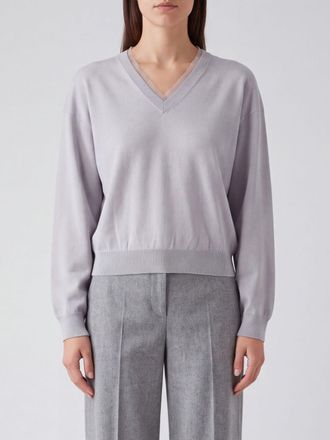 Fabiana Filippi V-Neck Wool and Cotton Blend Long-Sleeved Jumper