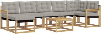 vidaXL Conjunto De Sof&aacute;s De Exterior 8 Uds. Blanco Y Gris Claro Vidaxl
