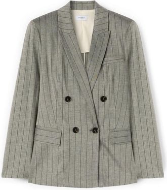 Motivi Dubbelrijige krijtstreepp blazer - Dames - Blazers - Grijs - XL - Katoen - Jassen