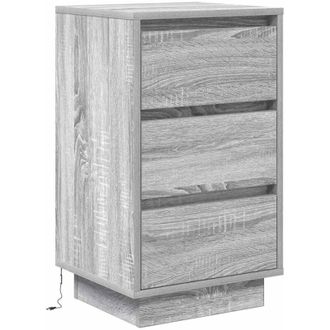vidaXL Bedside Cabinet with led Lights Grey Sonoma 38x34x65 cm Vidaxl