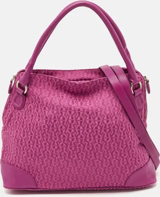 Aigner Pink Canvas And Leather Totes Bag
