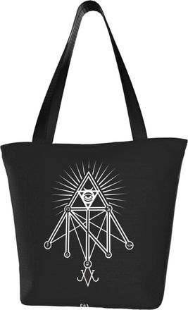 AOOEDM Occult Geometric Satanic Reusable Tote Bag Women Casual Handbag Shoulder Bags for Shopping Groceries Travel Outdoors