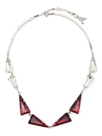 Patrizia Pepe crystal-embellished triangle necklace - Pink