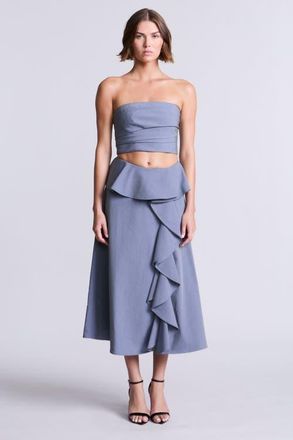 BCBGeneration Solid Suiting Fabric Bustier in Yarn Dye Denim Blue Suiting at Nordstrom, Size 6