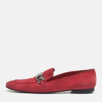 Jimmy Choo London Red Suede Logo Slip On Loafers