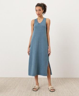Pact Organic Cotton Weekends Tank Dress in Washed Wedgewood Blue at Nordstrom, Size Xx-Large
