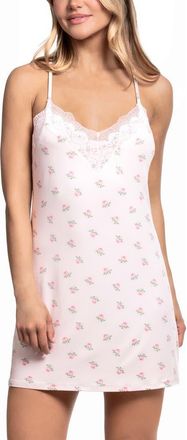 In Bloom by Jonquil Sevilla Lace Trim Print Chemise in Quartz Pink at Nordstrom, Size X-Small
