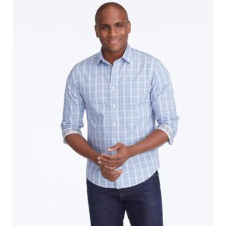 UNTUCKit Untuckit Felton Shirt Mens Blue Pink Plaid 100% Cotton Wrinkle-Free JZZ1030
