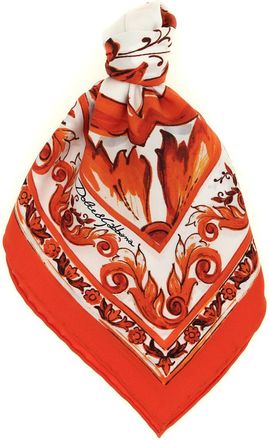 Dolce & Gabbana Orange Maiolica Printed Scarf