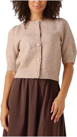 Notre-V Zandkleurig Gebreid Vest voor Herfst - Dames - Vesten - Beige - 2XL - Polyester - Truien & Vesten