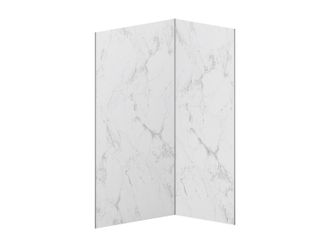 Vente-Unique Juego de 2 paneles de pared para ducha con efecto m&aacute;rmol blanco en aluminio con perfiles - L90 x L120 x Alt. 210 cm - ENEKO