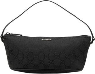 Gucci Pre-owned Shoulder Bags, female, Black, Size: ONE SIZE Pre-owned Vintage Canvas Shoulder Bag