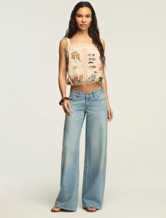 Lucky Brand Womens Liquid Denim Luxe Super Low Rise Ultra Wide