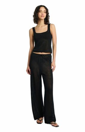 Onia Linen Knit Square Neck Tank in Black at Nordstrom, Size X-Small
