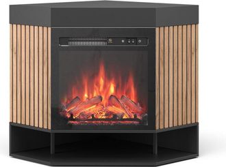Vicco Chimenea El&eacute;ctrica Lynea, Negro, 100 Cm Con Efecto De Llama Realista Y Calefactor De 1800 W