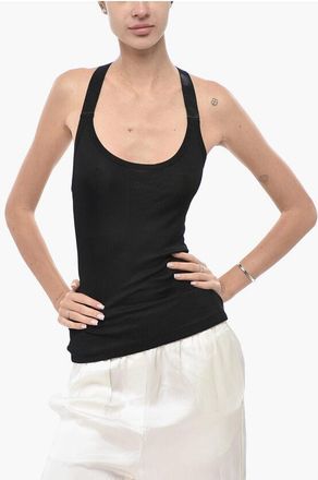 Off-white Cotton-Blend Tank Top LIGHT RIB size 38