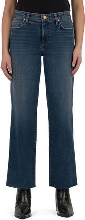 Kut from the Kloth High Waist Raw Hem Wide Leg Jeans in Playfullness at Nordstrom, Size 14