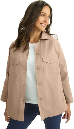Jessica London Twill Swing Jacket in New Khaki at Nordstrom, Size 12
