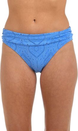 La Blanca Mantra Medallion Shirred Hipster Bikini Bottoms in Chambray at Nordstrom, Size 14