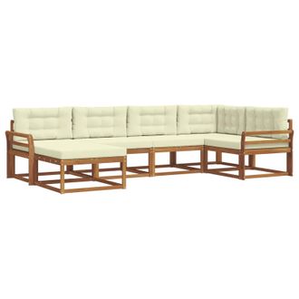 vidaXL Conjunto De Sof&aacute;s De Exterior Con Coj&iacute;n 6 Pcs Natural Y Crema Vidaxl