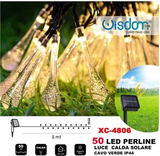 Trade Shop Trade Shop - Catena Luminosa 50 Gocce Luminose Led Ad Energia Solare Ip44 Luce Calda Xc-4806