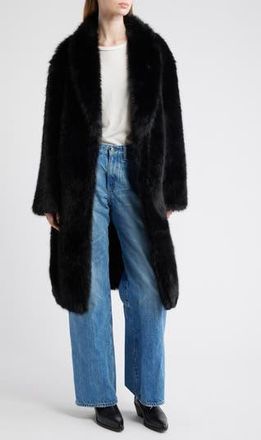 Thread & Supply Long Faux Fur Coat in Black at Nordstrom Rack, Size Small